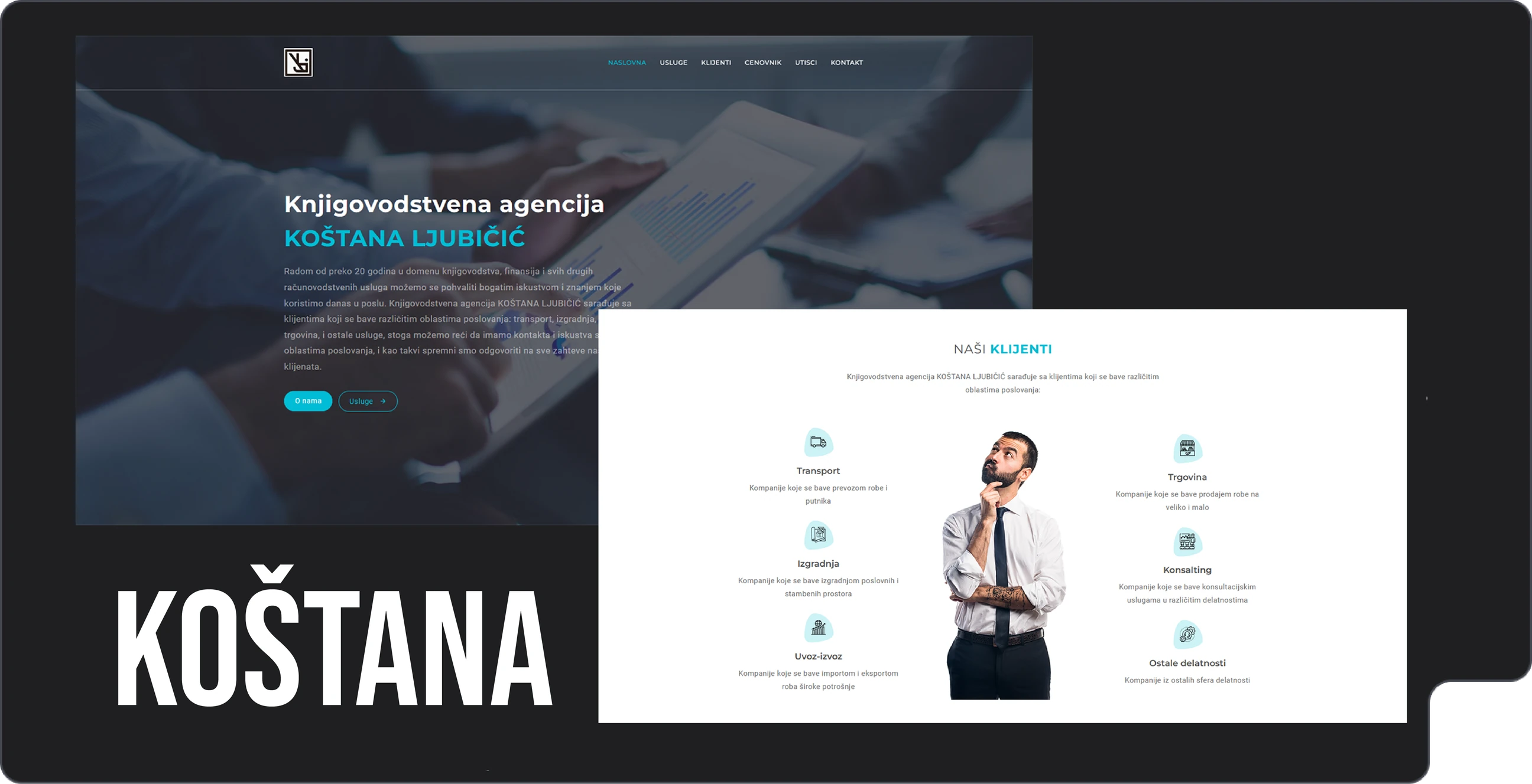 Sajt knjigovodstvene agencije Koštana – izrada Lemberg Digital