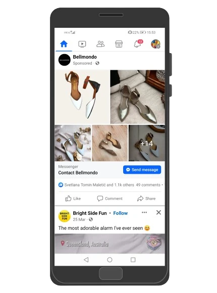 Primer Facebook oglasa sa obrascem za upit