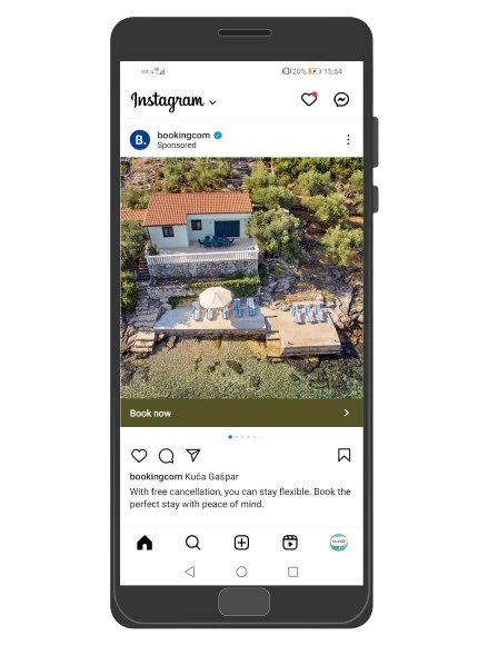 Primer Instagram oglasa na mobilnom telefonu